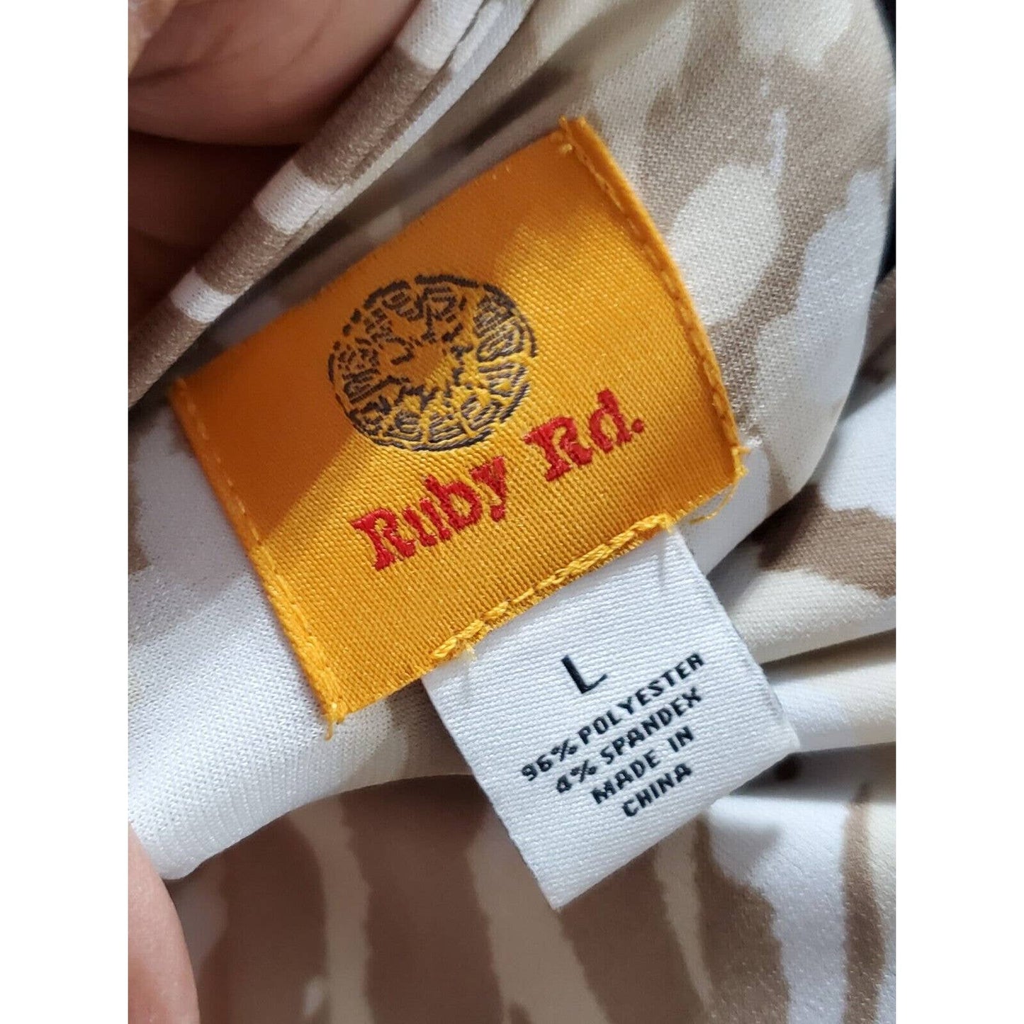 Ruby Rd. Women White & Brown Polyester V-Neck Sleeveless Long Maxi Dress Size L