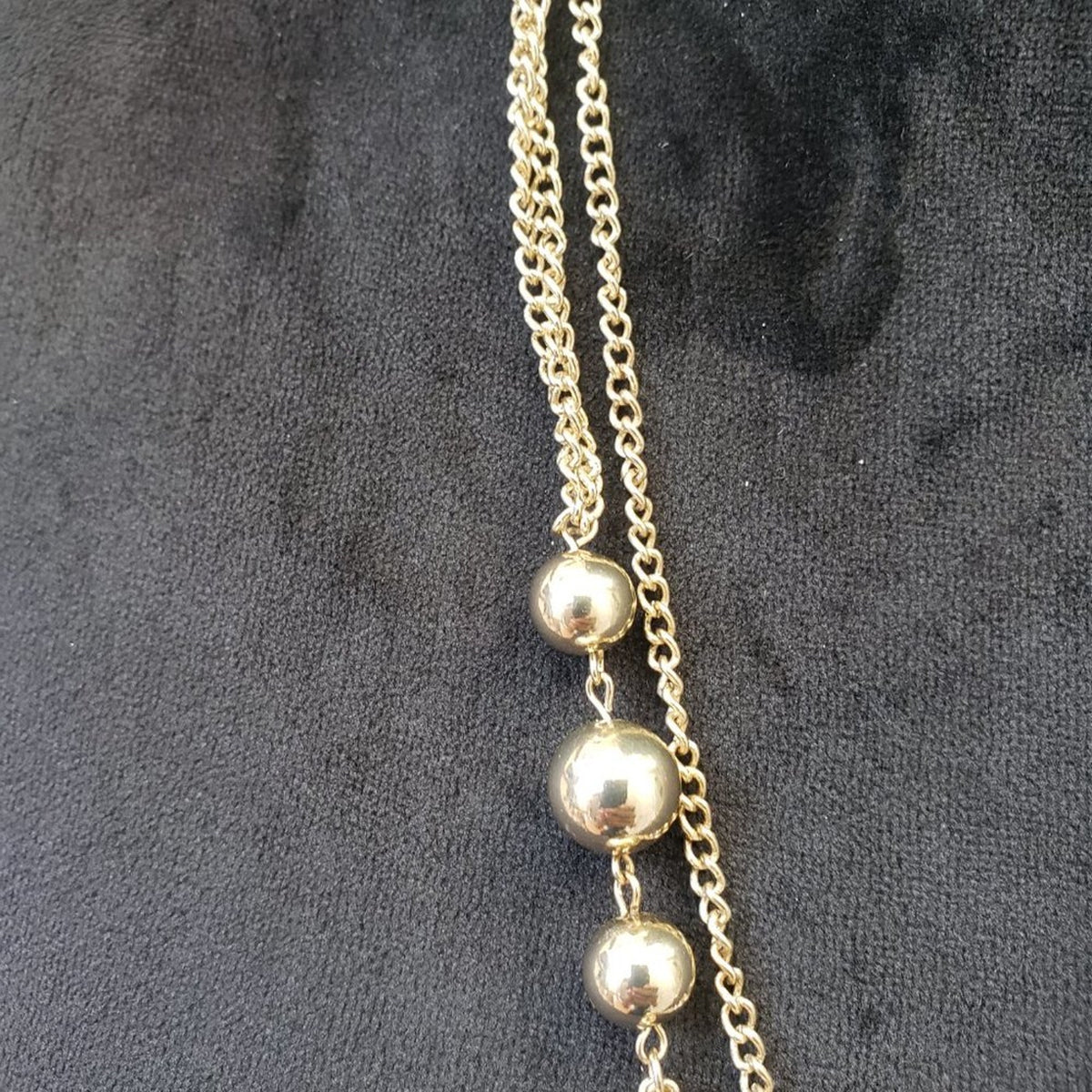 Women's Fashion Multi Strand Gold Tone Ball Chain Long Necklace with Lobster