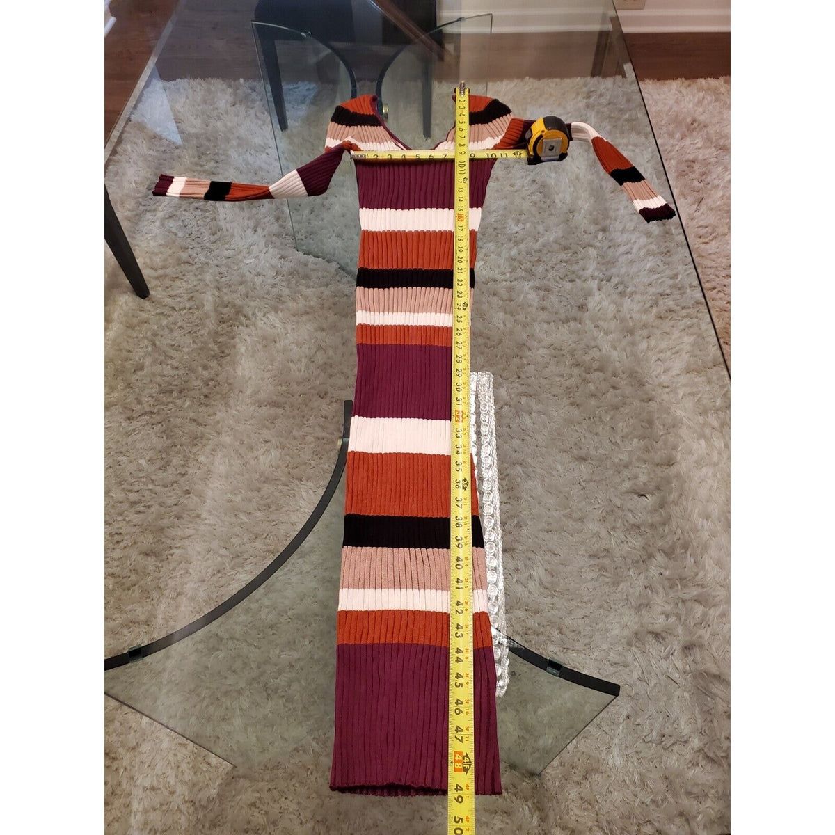 Fashion Nova Women's Multicolor Viscose V-Neck Long Sleeve Knee Length Dress M