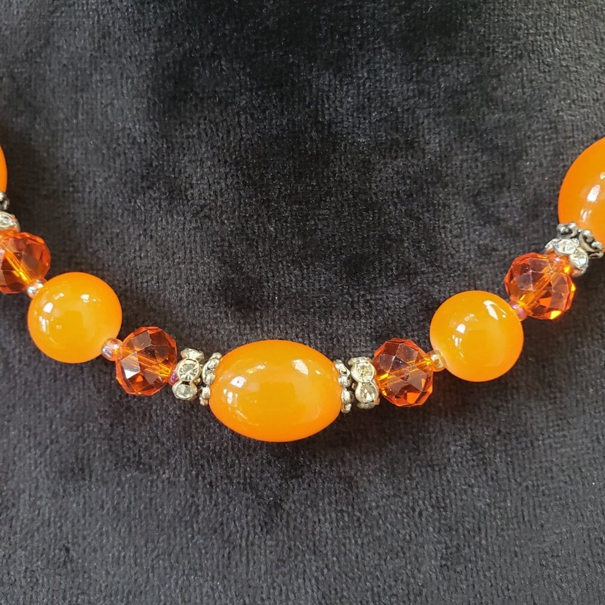 Women's Fashion Orange Crystal Yellow Beaded Choker Necklace