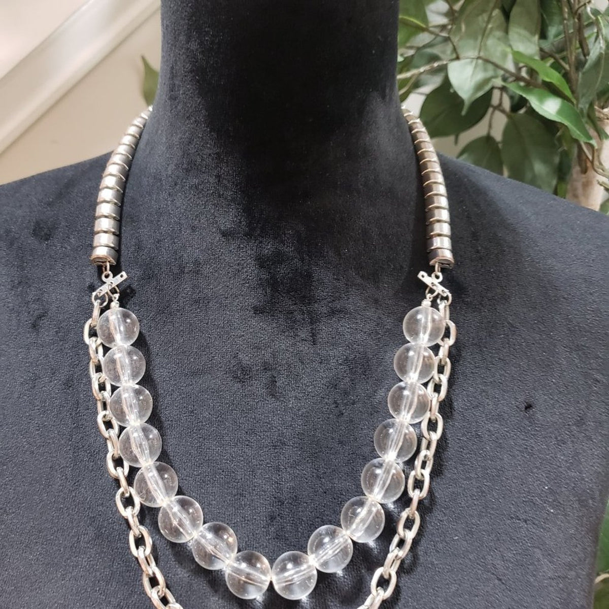 Women's Silver Tone Double Strand With Freshwater Pearls Lobster Clasp Necklace