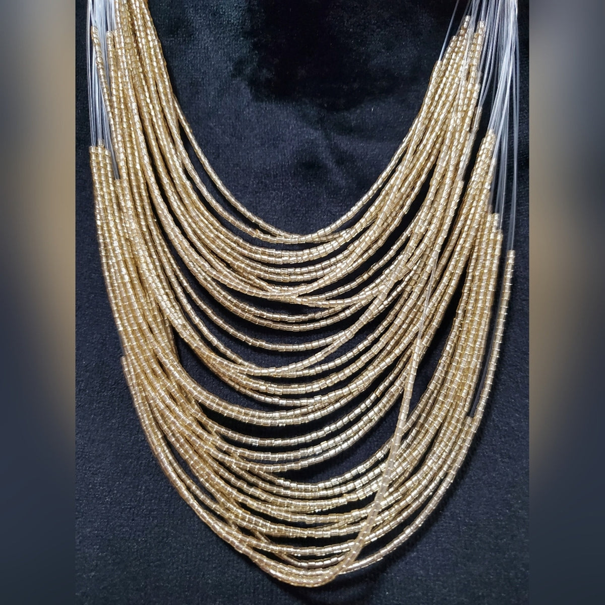 Gold Seed Bead Multistrand Necklace