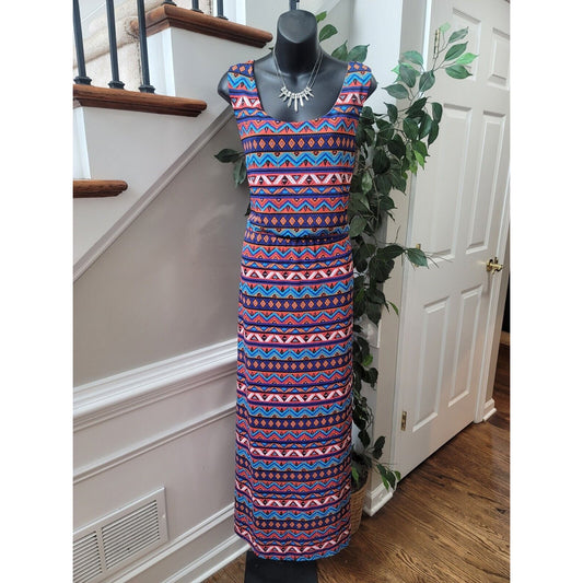 J For Justify Women's Multicolor Round Neck Sleeveless Causal Long Maxi Dress 3X