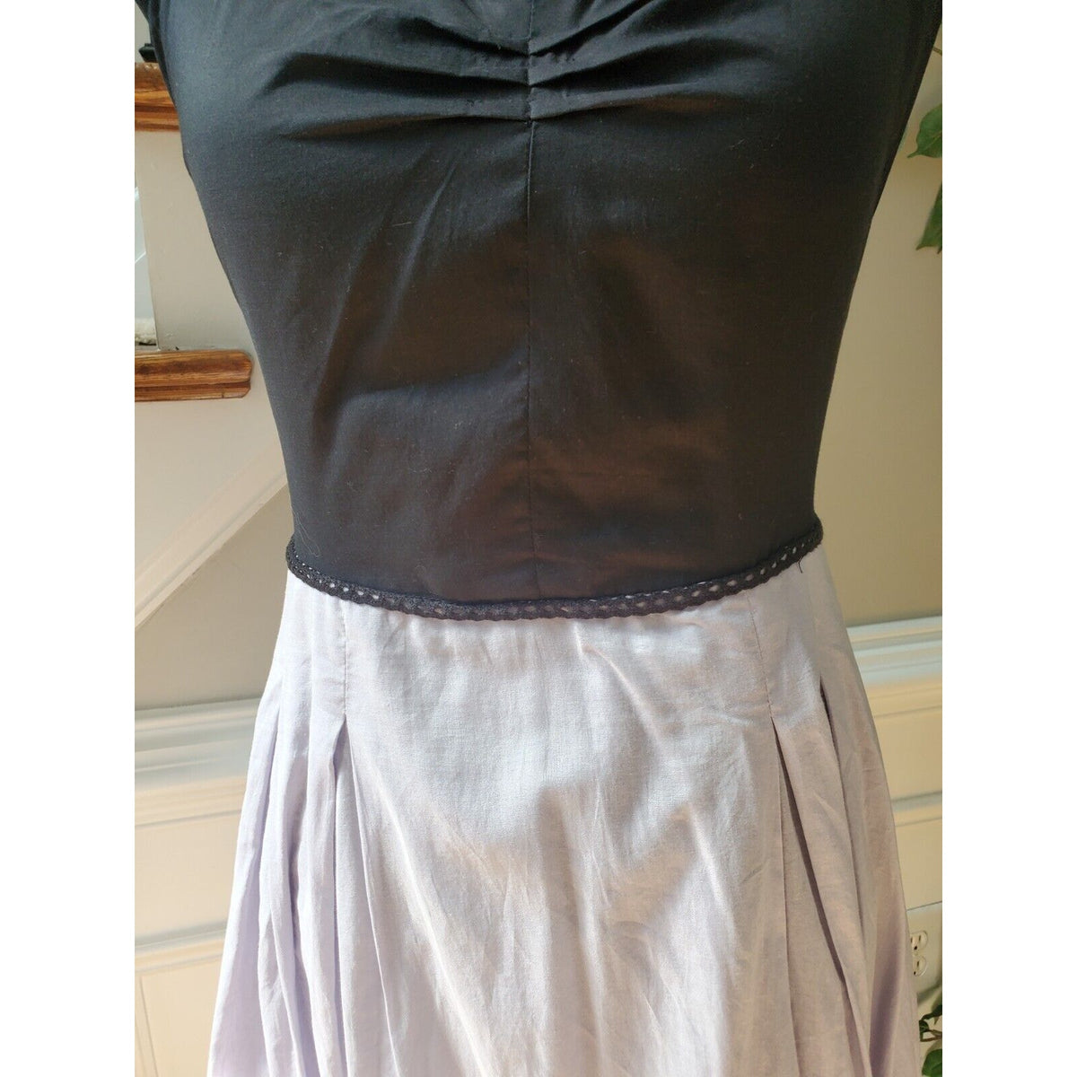Paraphrase Womens Gray & Black Cotton Halter Neck Sleeveless Knee Length Dress 8