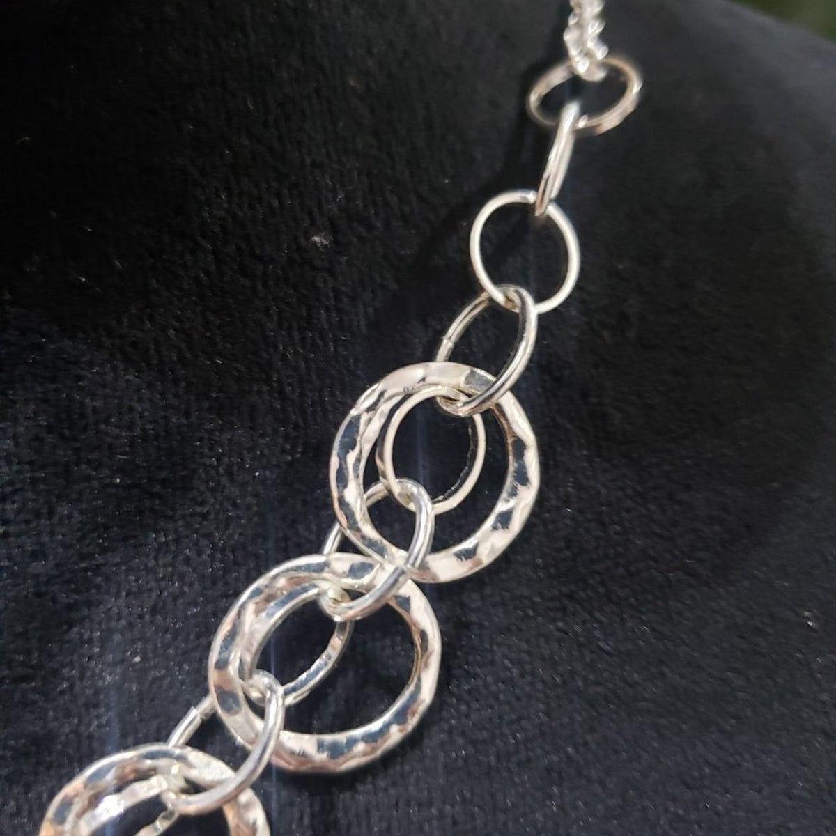 Womens Fashion Silver Tone Silver Circle Link Chain Necklace