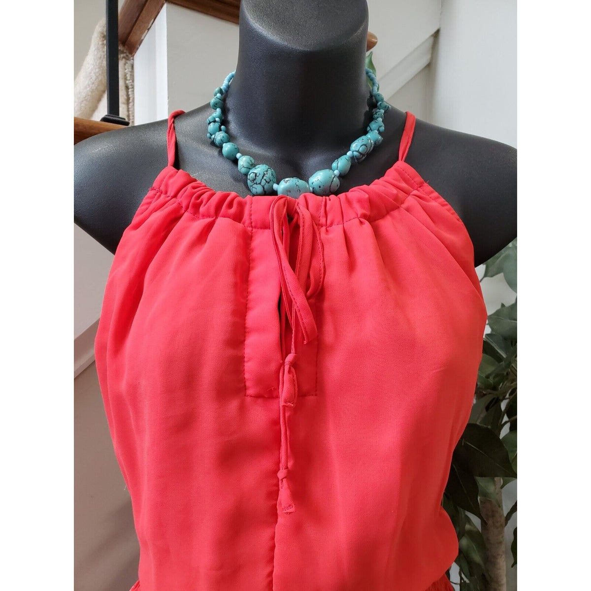 Truth Nyc Women's Red & Blue Polyester Round Neck Sleeveless Long Maxi Dress *XL