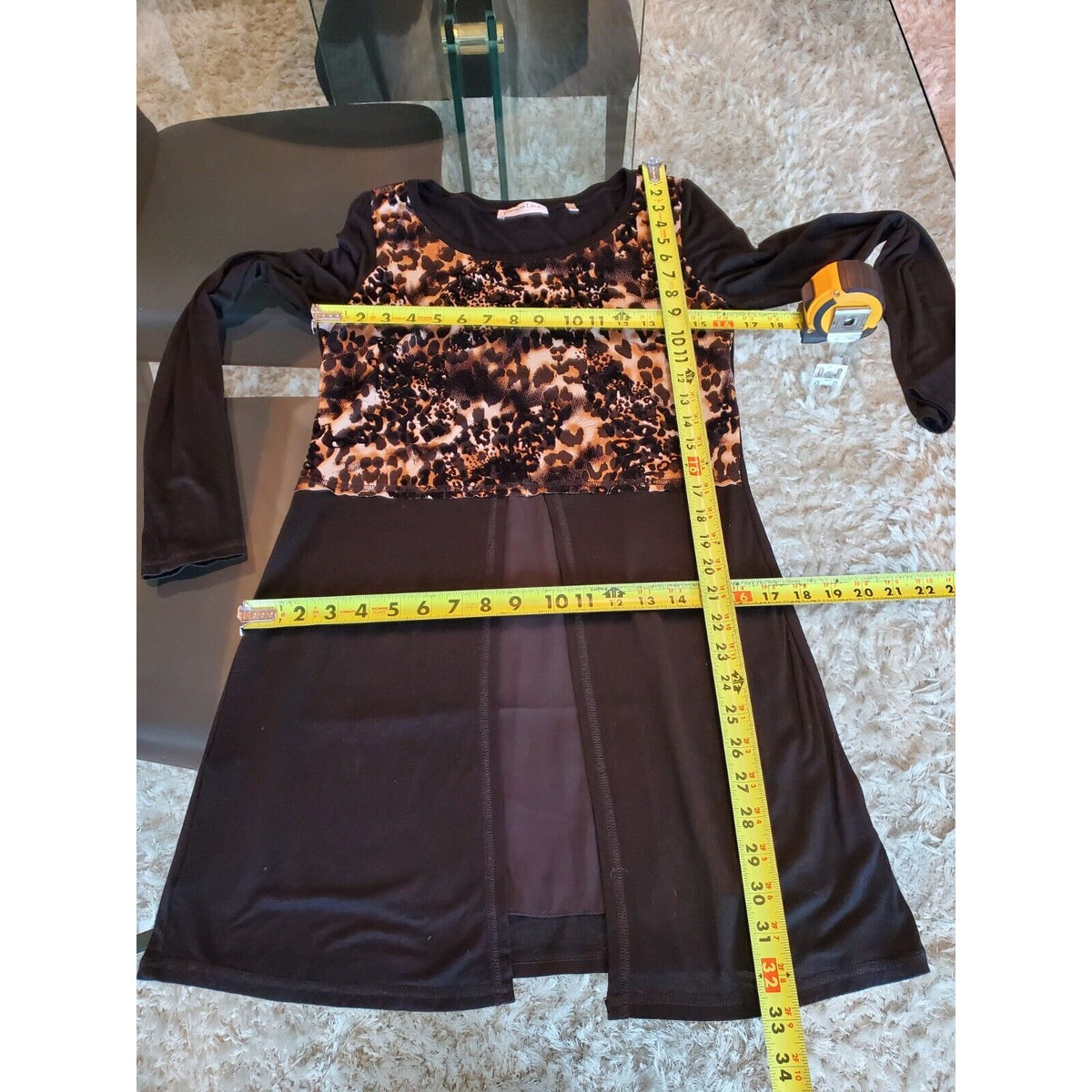 Patrizia Luca Women's Black Rayon Scoop Neck Long Sleeve Top Blouse Size Medium