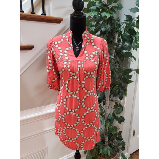 Banana Republic Womens Pink Rayon V Neck Short Sleeve Knee Length Dress Size 0
