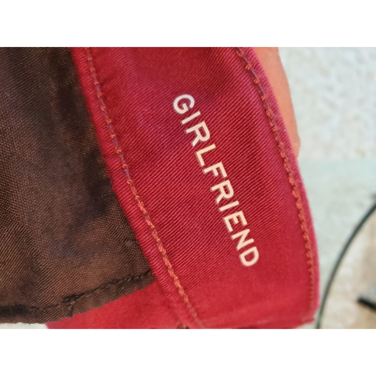 St Johns Bay Womens Red Slash Mid Rise Flat Front Girlfriend Chino Pants Size 18