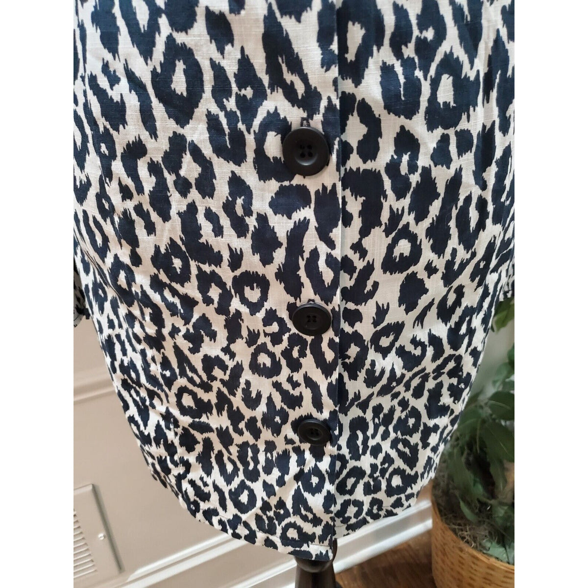 Asos Women's Black & White Cotton V-Neck Long Sleeve Knee Length Dress Size 10