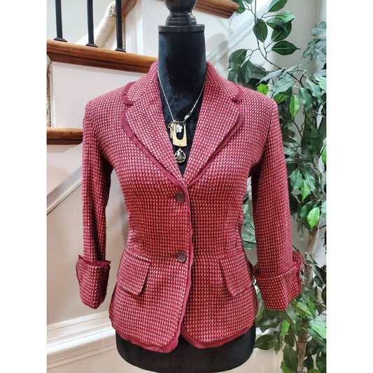 Kenneth Cole Women Burgundy Polyester Single Breasted Long Sleeve Blazer Size 2