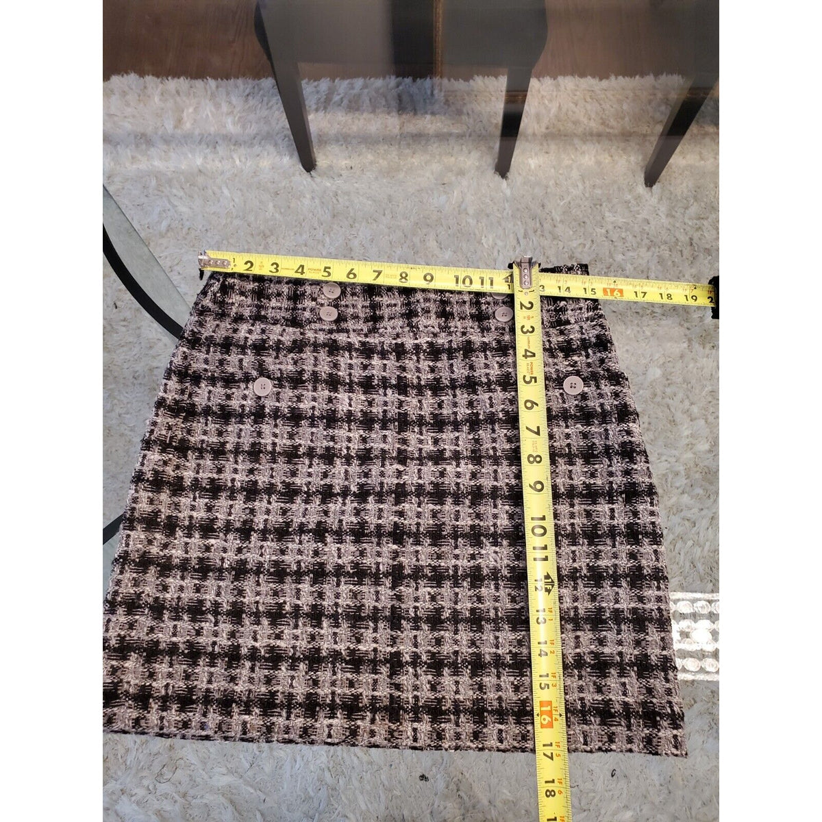 Loft Women's Black & Gray Polyester Tweed Straight Mini Skirt Size 2 Petites