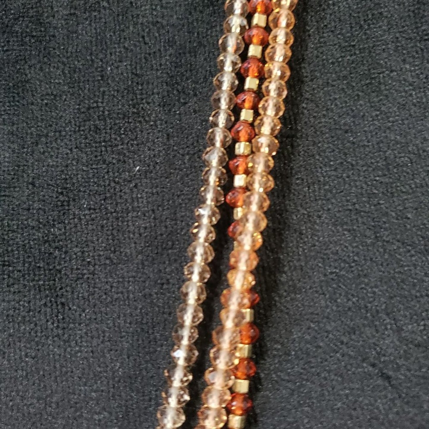 Womens Charming Charlie Elegant Brown Glass Beaded Multi Strand Necklace