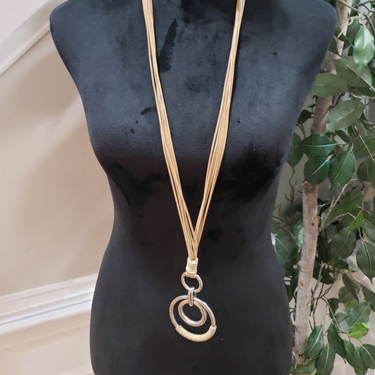 Womens Fashion Gold Tone Corded Pendant Teardrop Necklace with Lobster Clasp