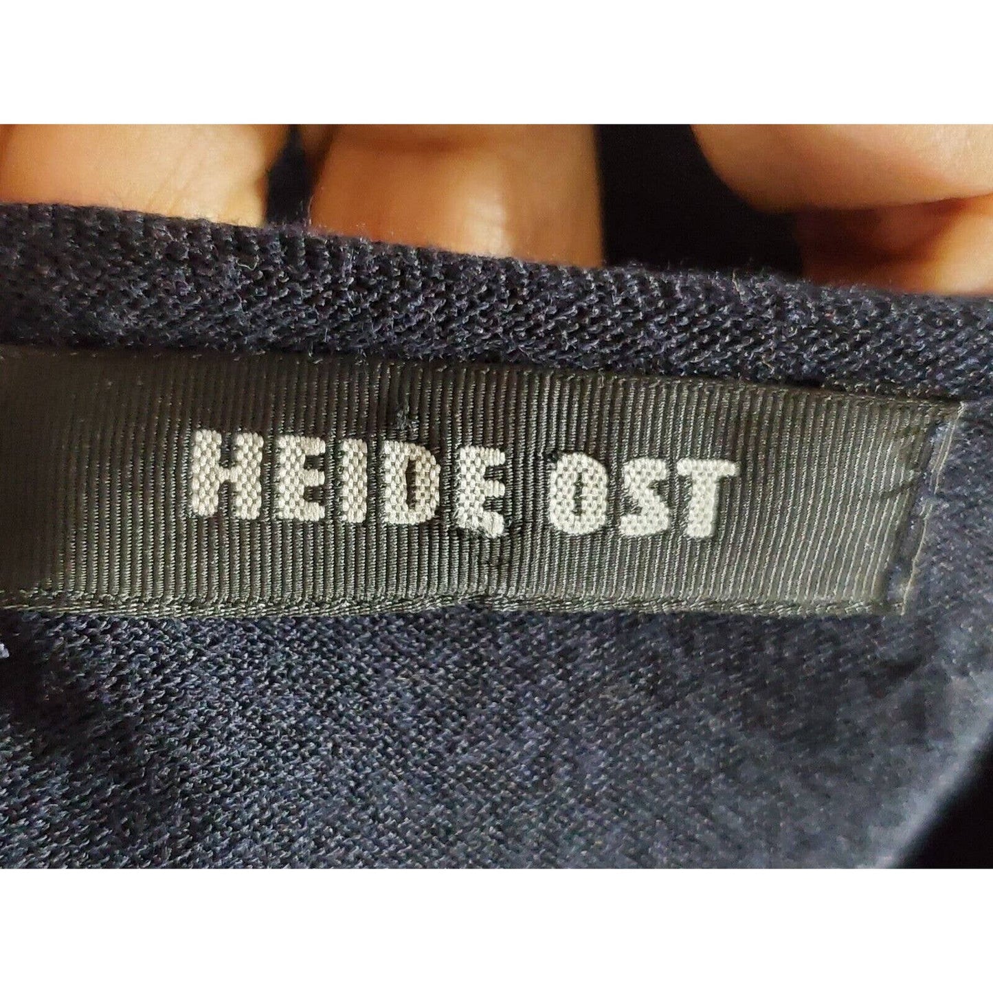 Heide Ost Textured Black Cotton Long Sleeve Blouse & Skirt 2 Pc's Suit Size XL