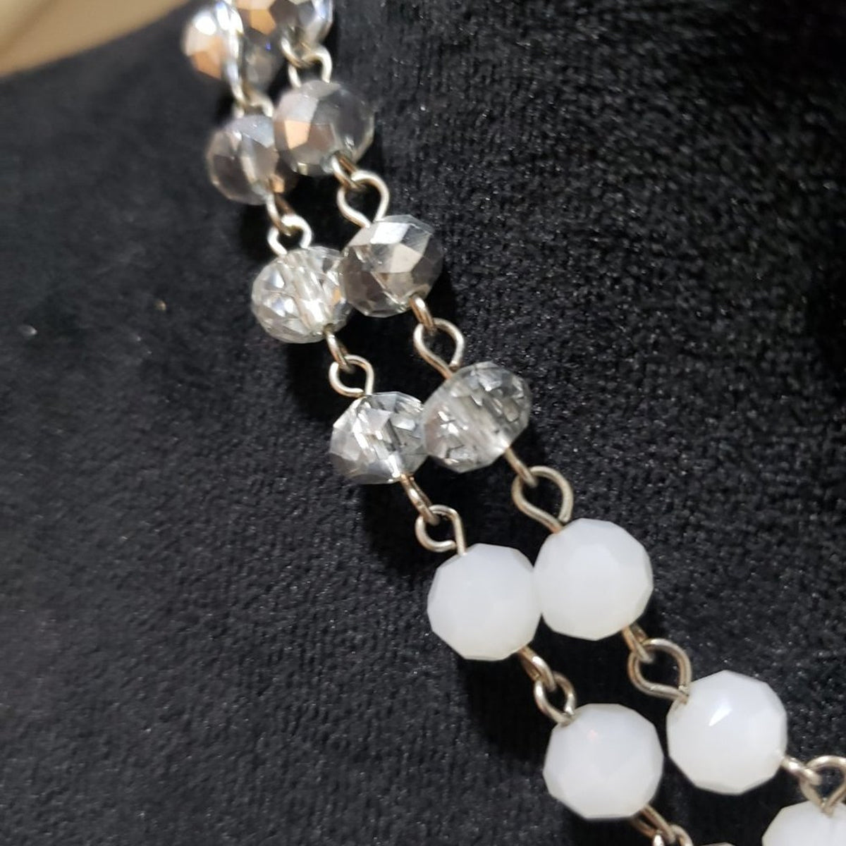 Womens Bohemian Beaded Crystal Two Strand Front Toggle Tassel Pendant Necklace