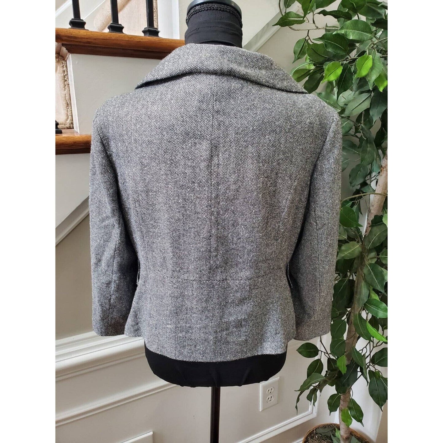 Conspicous Women's Gray Wool Long Sleeve Double Breasted Casual Fitted Blazer 8