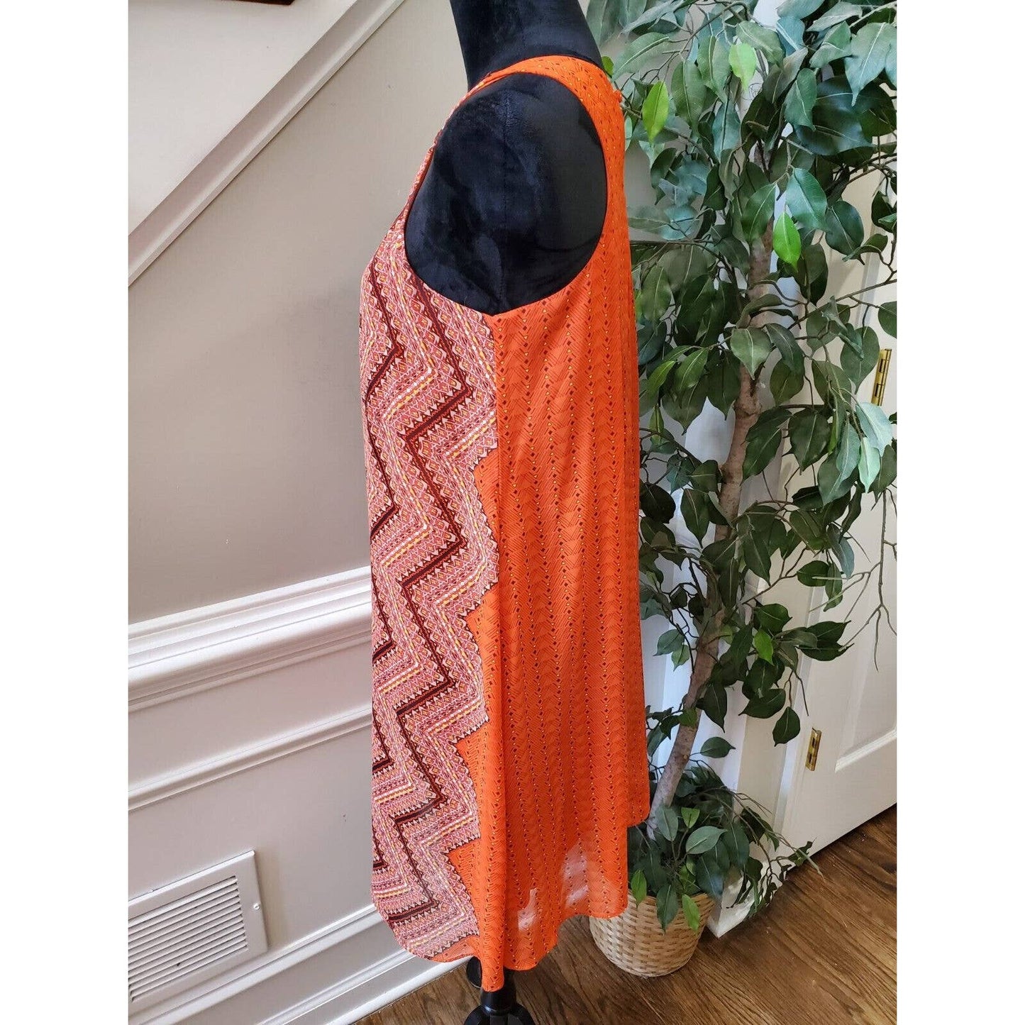 Madison Leigh Women's Multicolor Polyester V-Neck Sleeveless Knee Length Dress 6