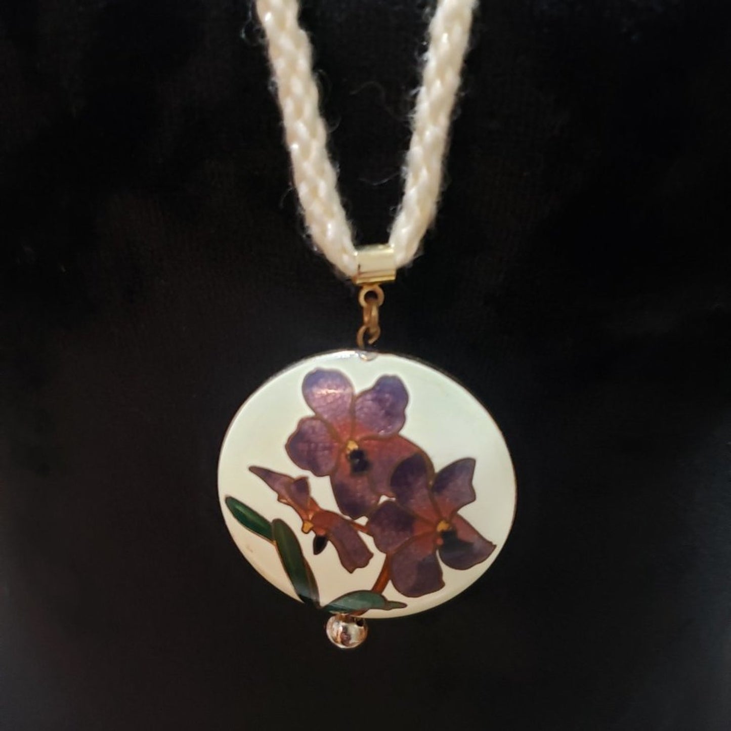 Womens Cherry Blossom Theme Round Flower Teardrop Pendant Necklace