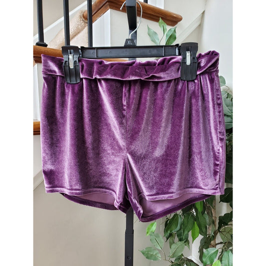 Torrid Curve Women’s Plus Purple Velvet Velour Comfort Pull On Shorts Size 0