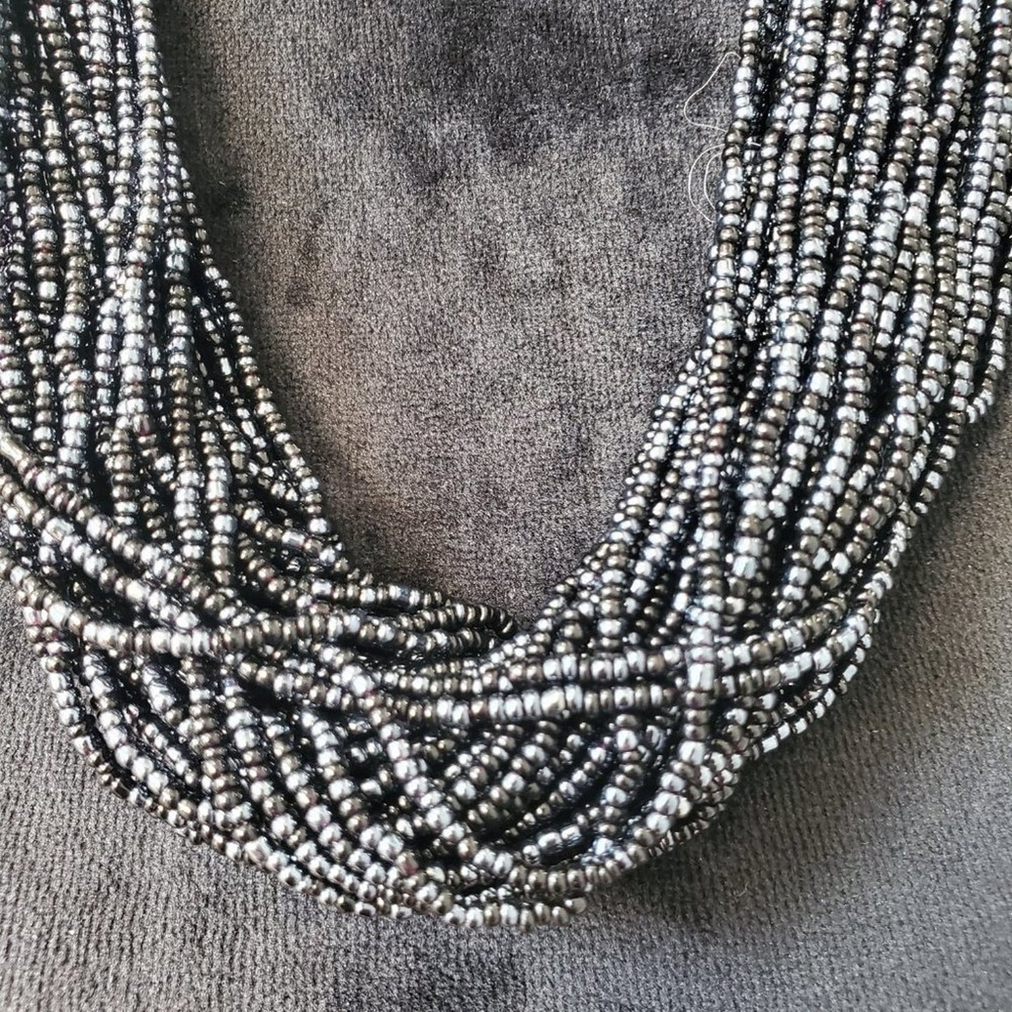 Womens Black Multilayer Round Beaded with Lobster Clasp Fashion Jewelry Necklace