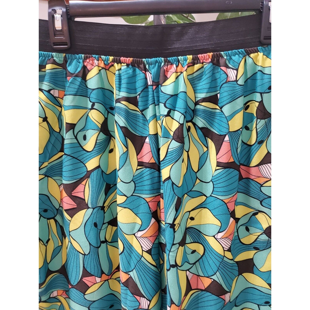 Ashro Multicolor Floral Polyester Elastic Waist Wide Leg Trousers Pant Large