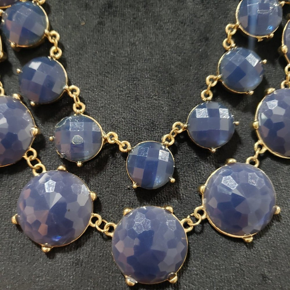 Women's Blue Round Beaded Pearl Chain Fashion Jewelry Necklace