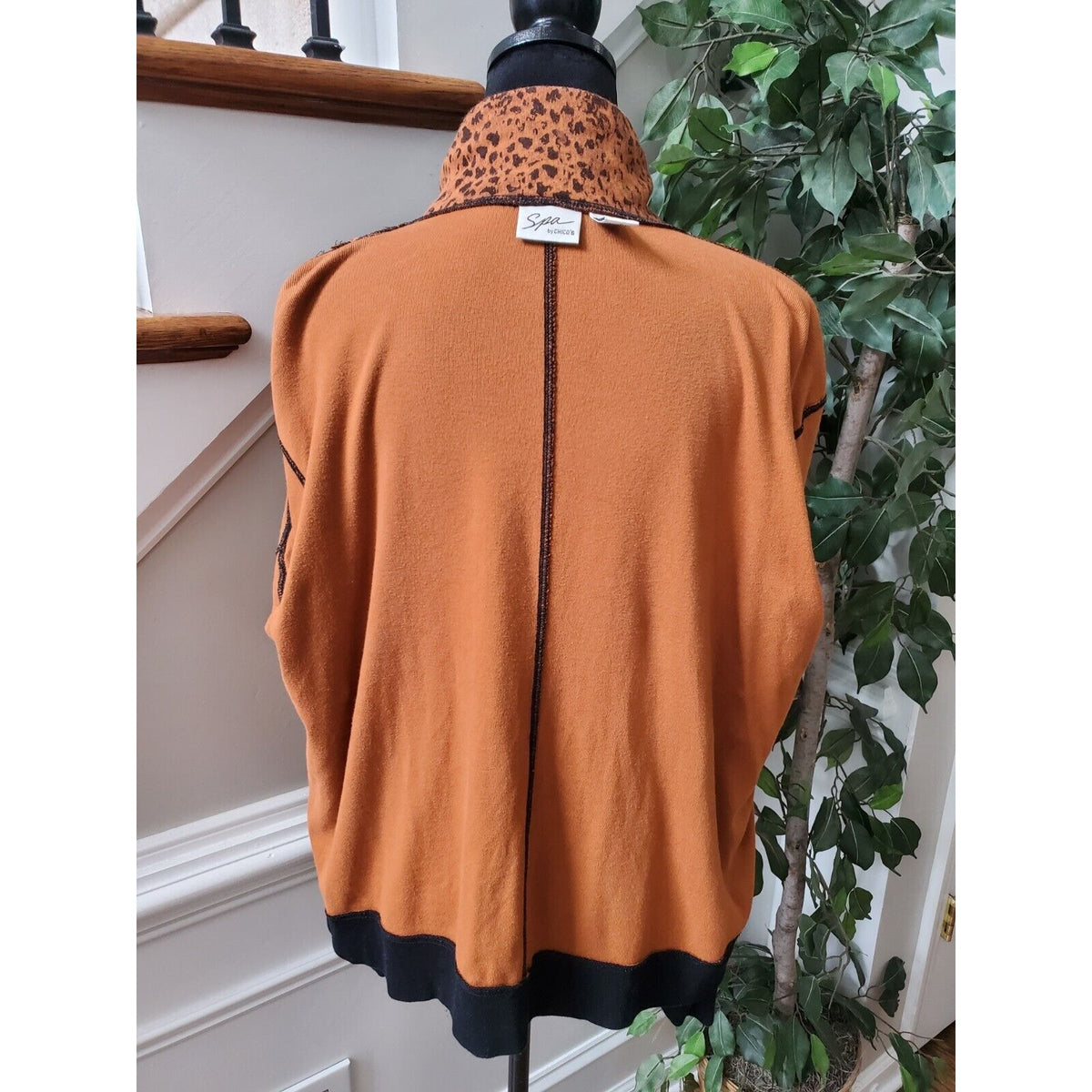 Spa by Chicos Women Orange 100% Cotton Long Sleeve Full Zip Casual Jacket 2 (L)