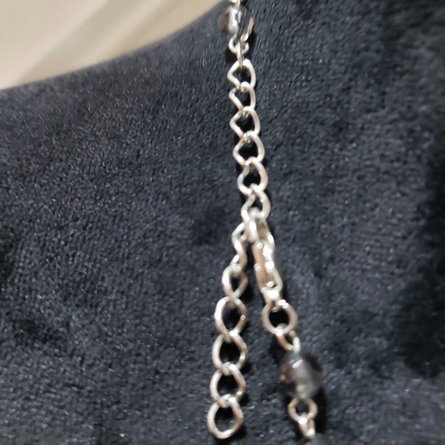 Womens Fashions Black Silver Glass Beaded Cross Collar Necklace w/Lobster Clasp