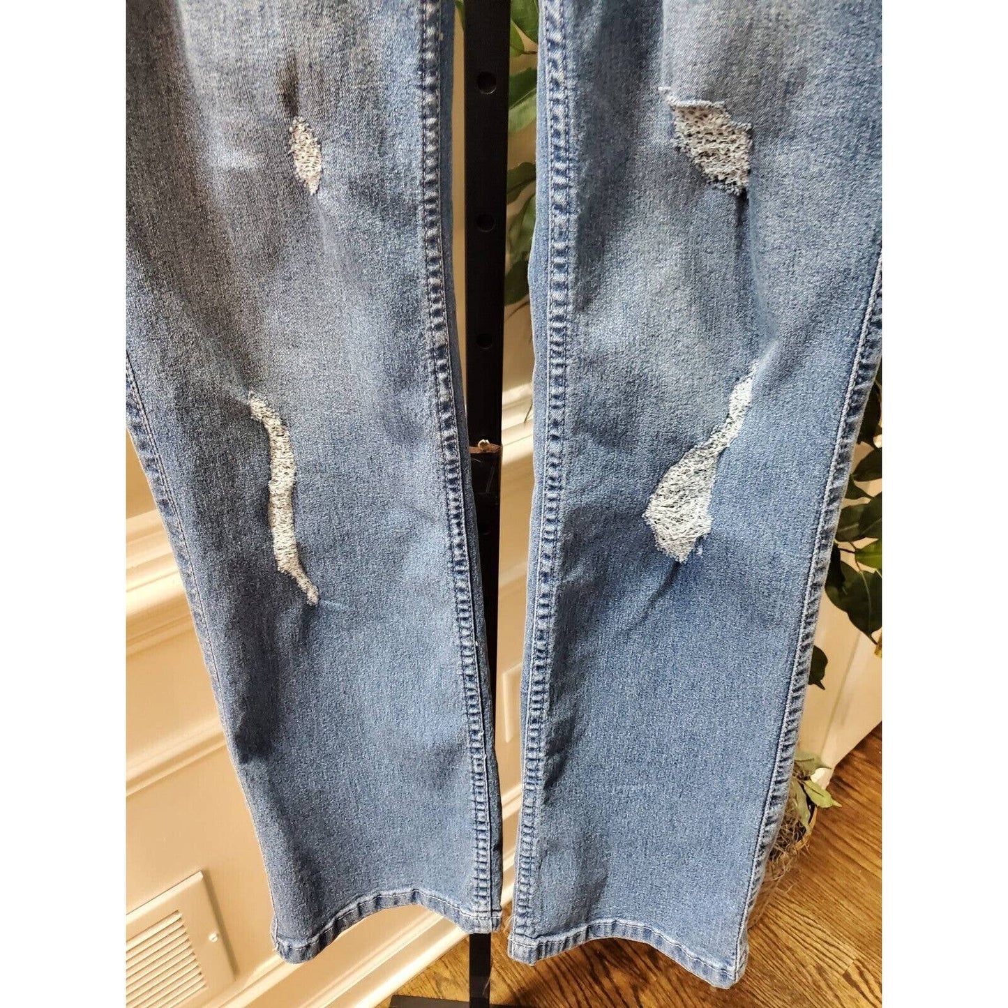 PZI Women's Blue Denim Cotton Mid Rise Straight Jeans Casual Pants Size 8 Short