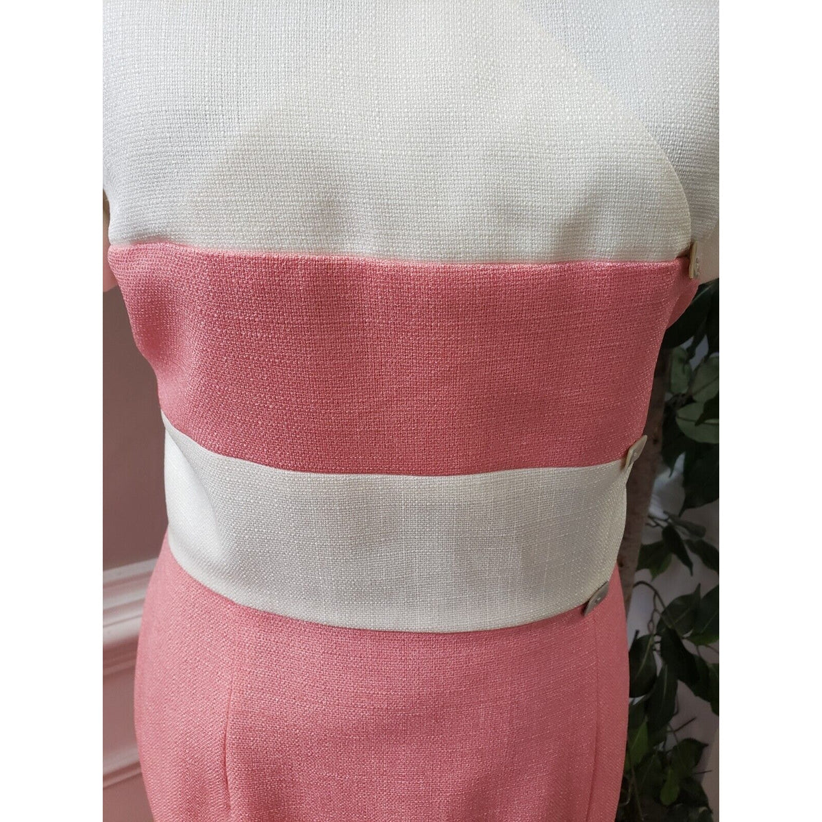 Worthington Womens Pink White Wrap V Neck Back Zipper Knee Length Dress Size 10