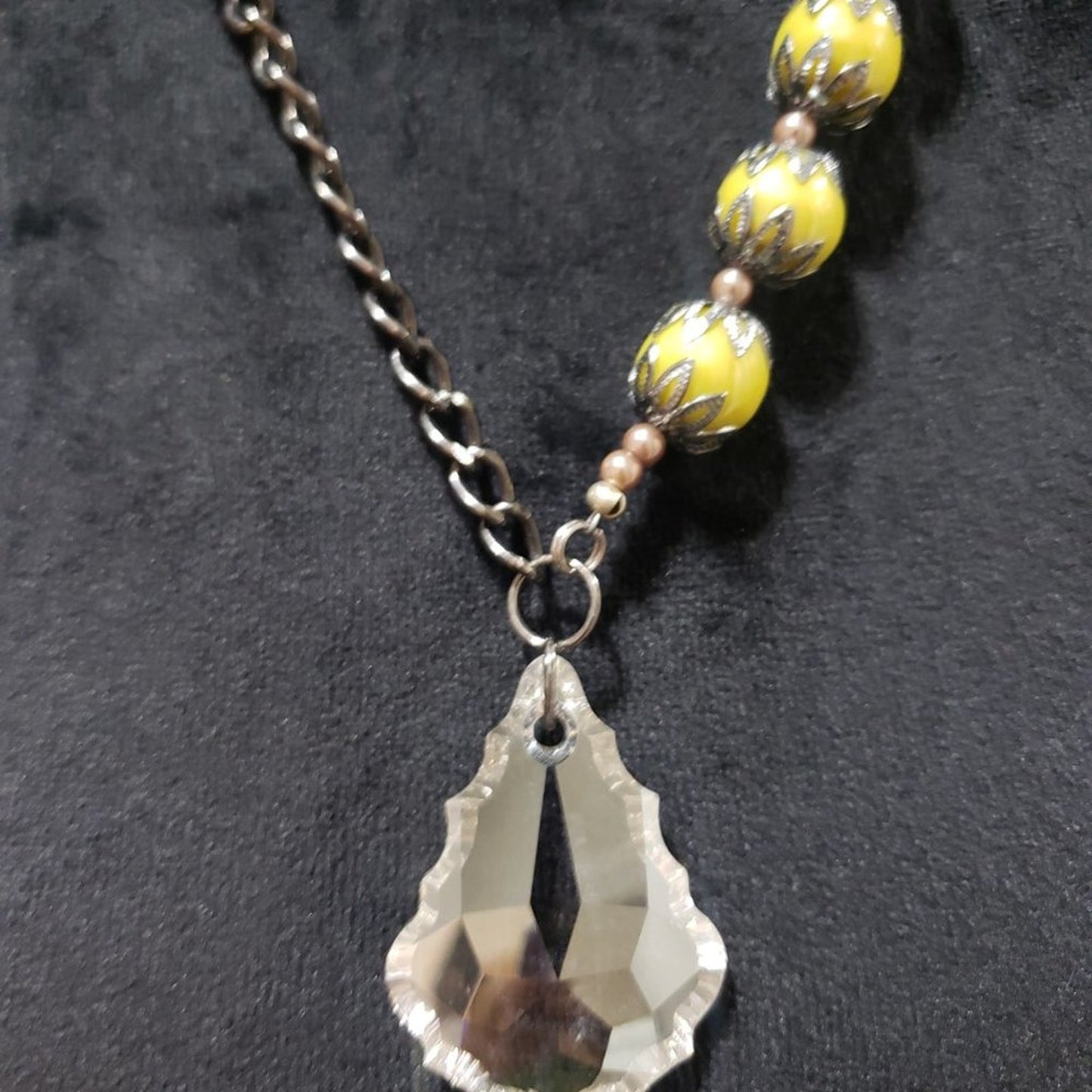 Womens Antique Beaded Lobster Clasp Crystal Drop Pendant Chokers Necklace
