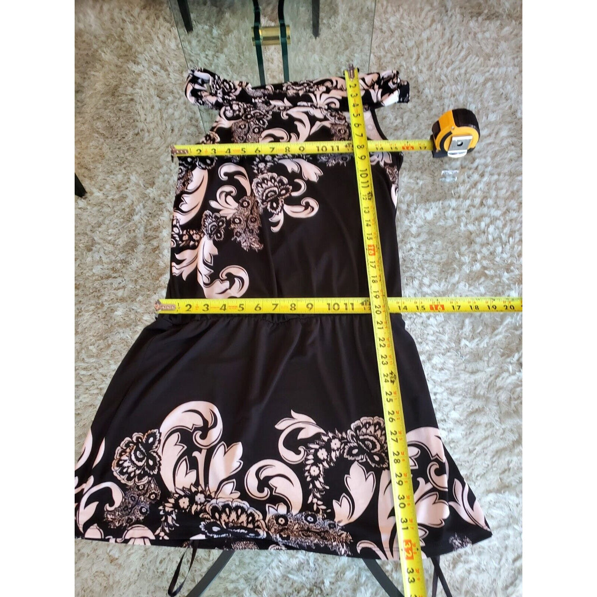 White House Black Market Women's Floral Cowl Neck Sleeveless Knee Length Dress S