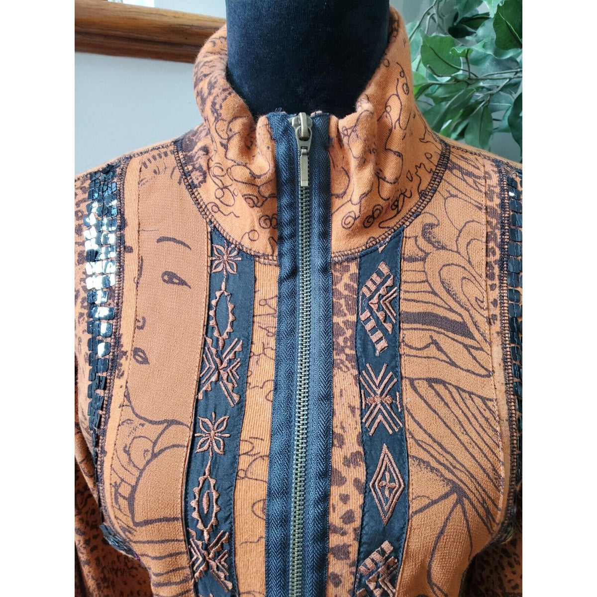 Spa by Chicos Women Orange 100% Cotton Long Sleeve Full Zip Casual Jacket 2 (L)