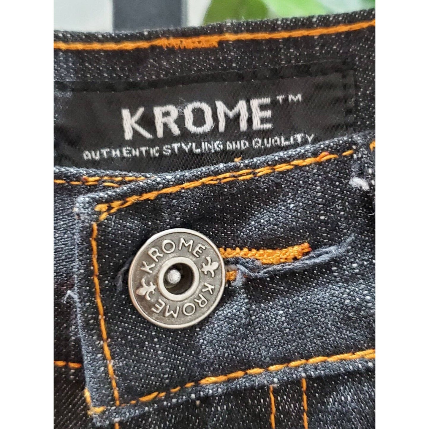 Krome Men Blue Denim Cotton High Rise Straight Fit Casual Jeans Pant Size 34/32