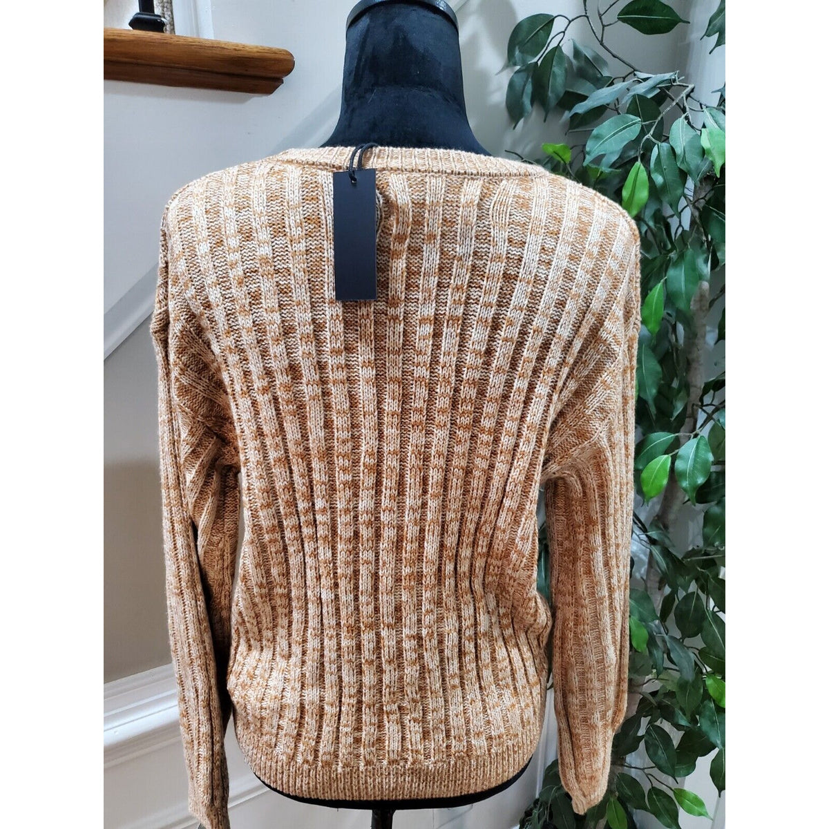 BLANKNYC Toffee Acrylic Ribbed Crewneck Long Sleeve Pullover Knit Sweater XS