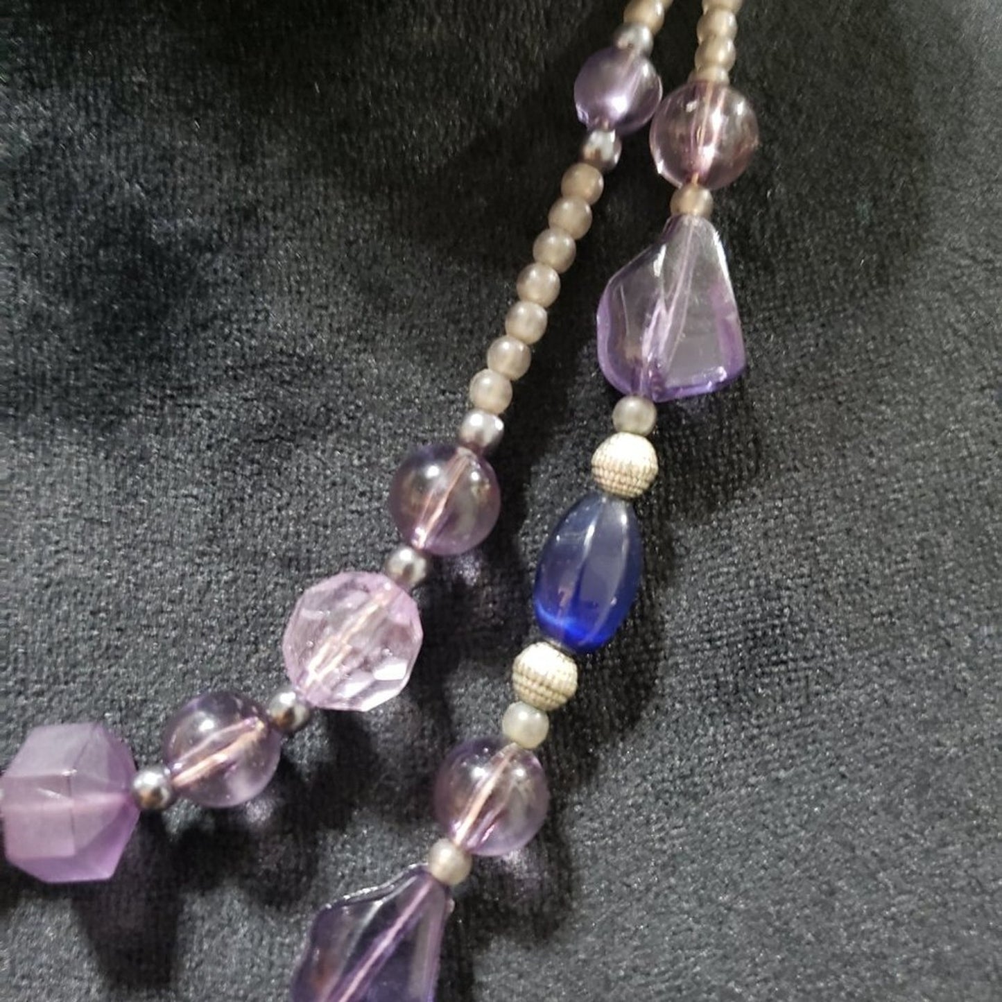 Womens Gorgeous Purple & Blue Crystal Beaded Collar Necklace with Lobster Clasp