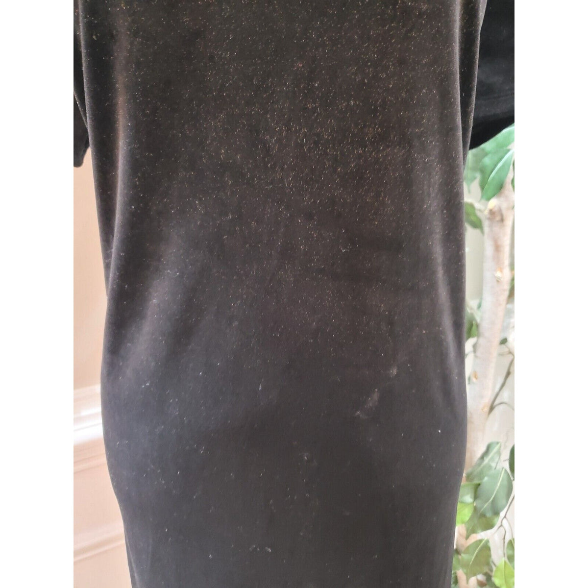 Michael Kors Velvet Black Polyester Round Neck Short Sleeve Knee Length Dress XL