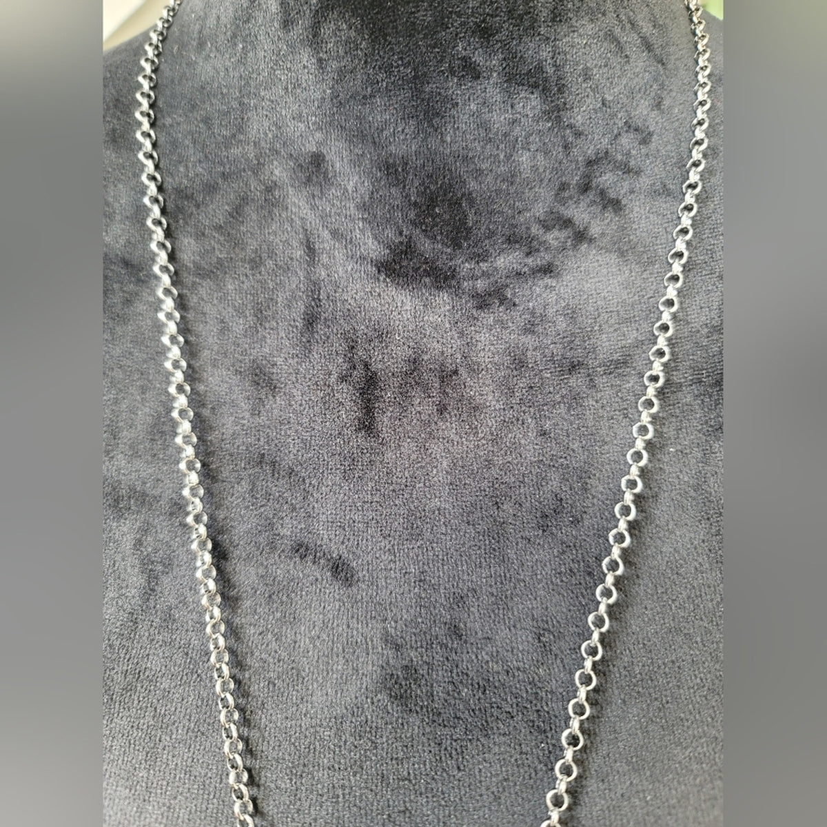 Long Pewter Iridescent Fashion Necklace
