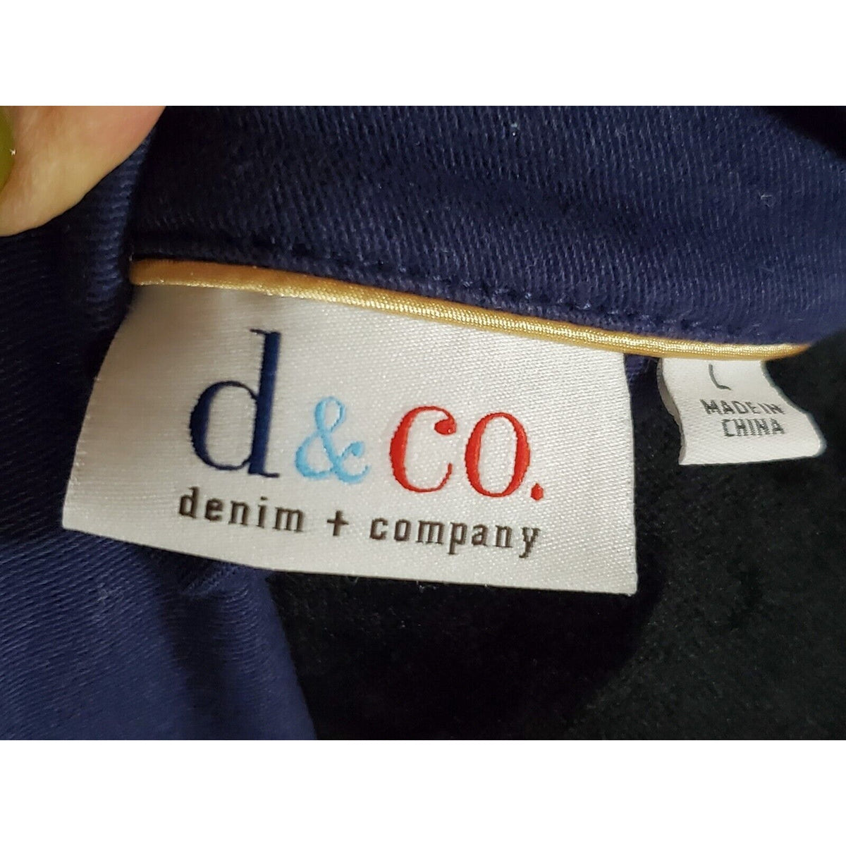 Denim & Company Women's Blue Cotton Buttons Front Long Sleeve Casual Jacket L
