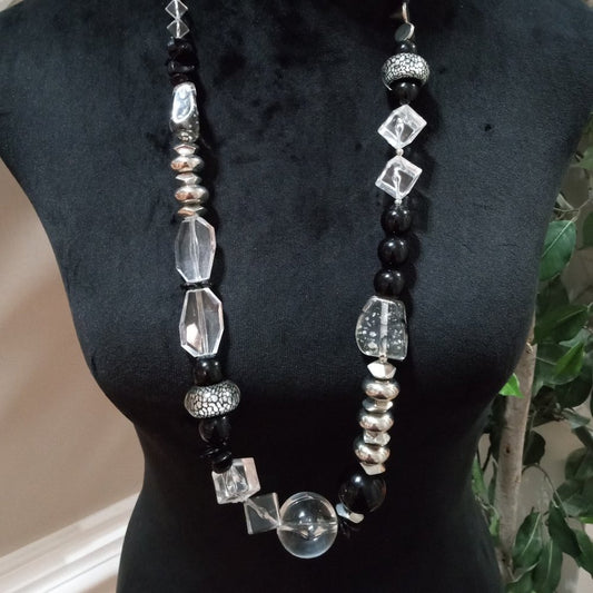 Womens Modern Fashion Chunky Rhinestones Beaded Long Necklace with Lobster Clasp