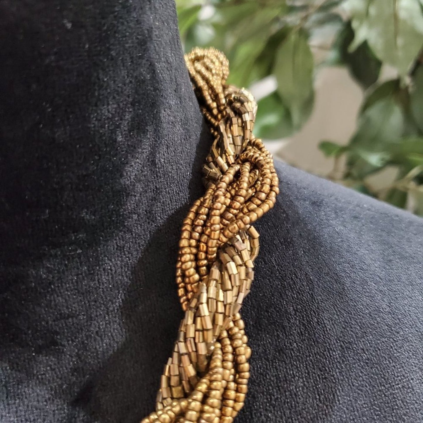 Women's Gold Multilayer Round Twisted Beaded with Lobster Clasp Necklace