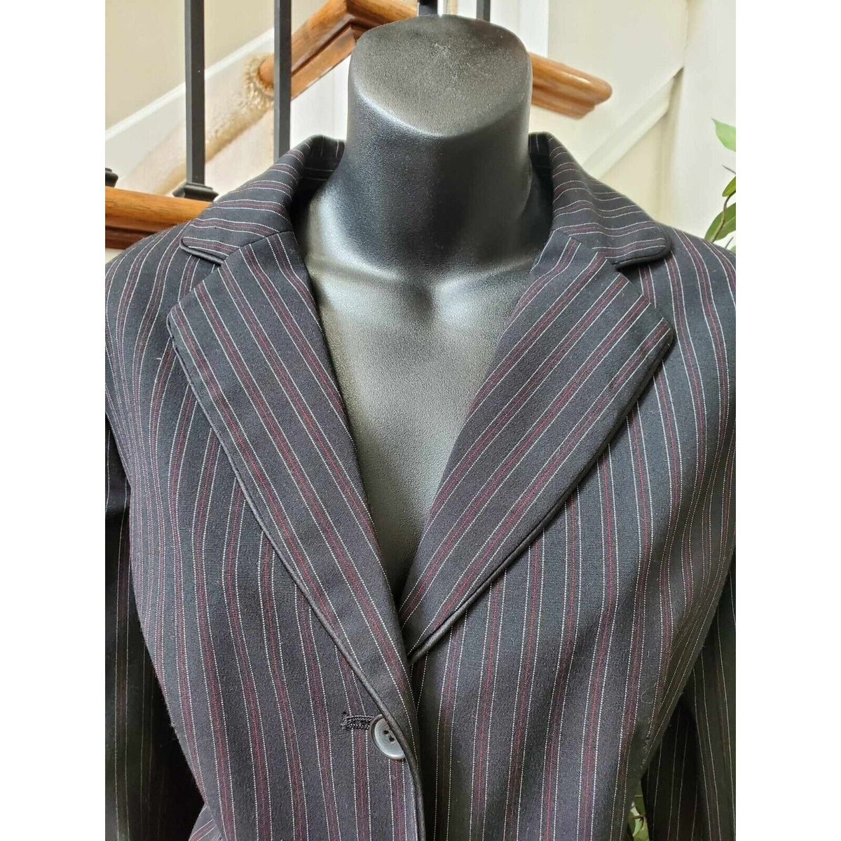 Covington Blue Striped Polyester Single Breasted Blazer & Skirt 2 Piece Suit 10