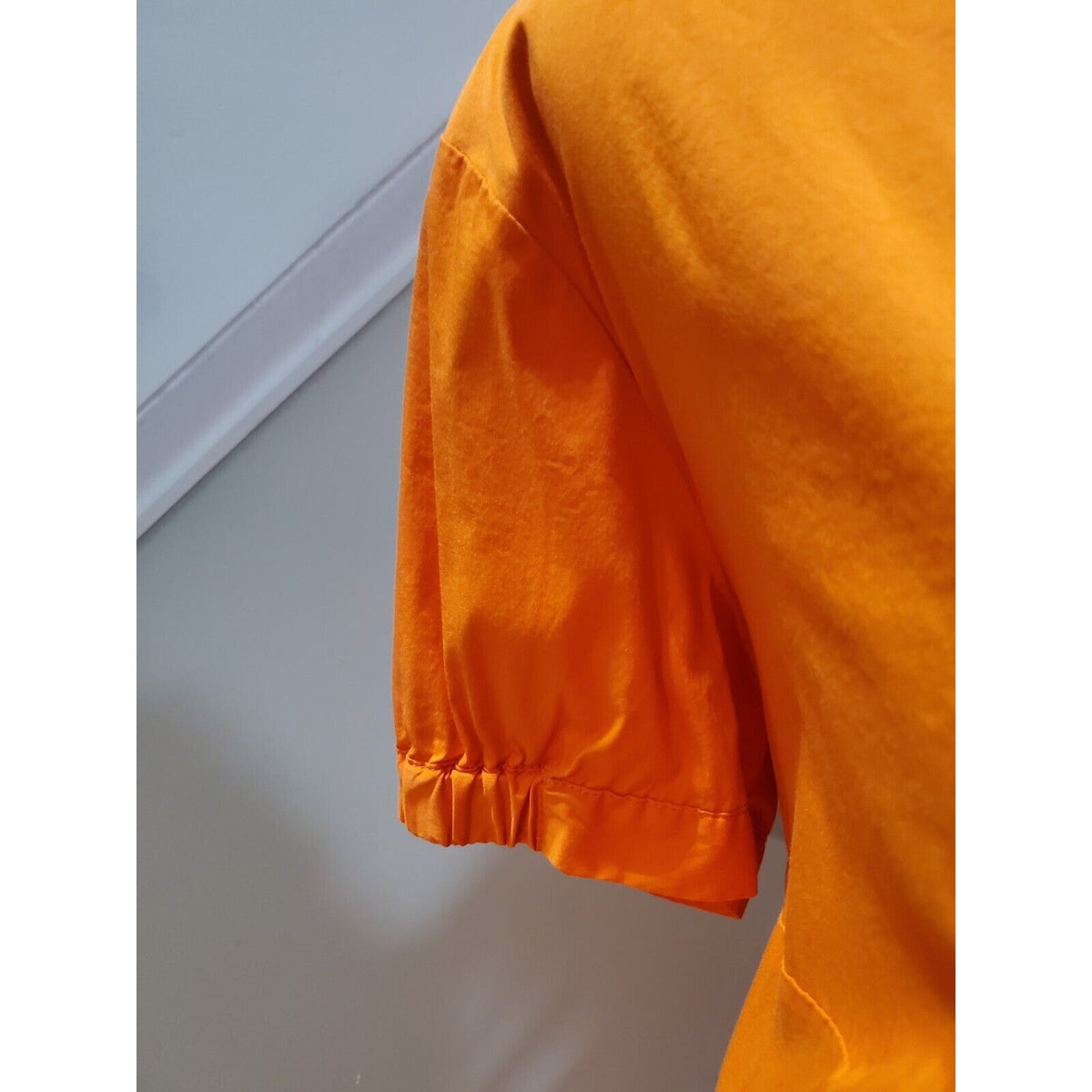 Ashley Stewart Women Orange Cotton V-Neck Short Sleeve Casual Top Blouse Size 14