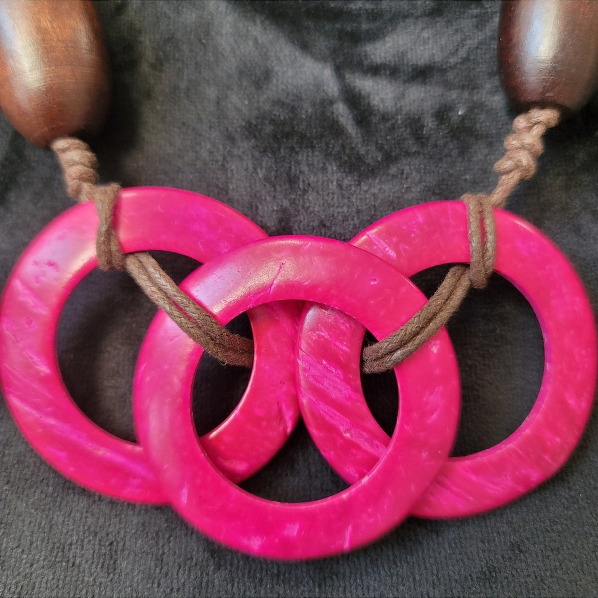 Pink and Brown Wooden Necklace