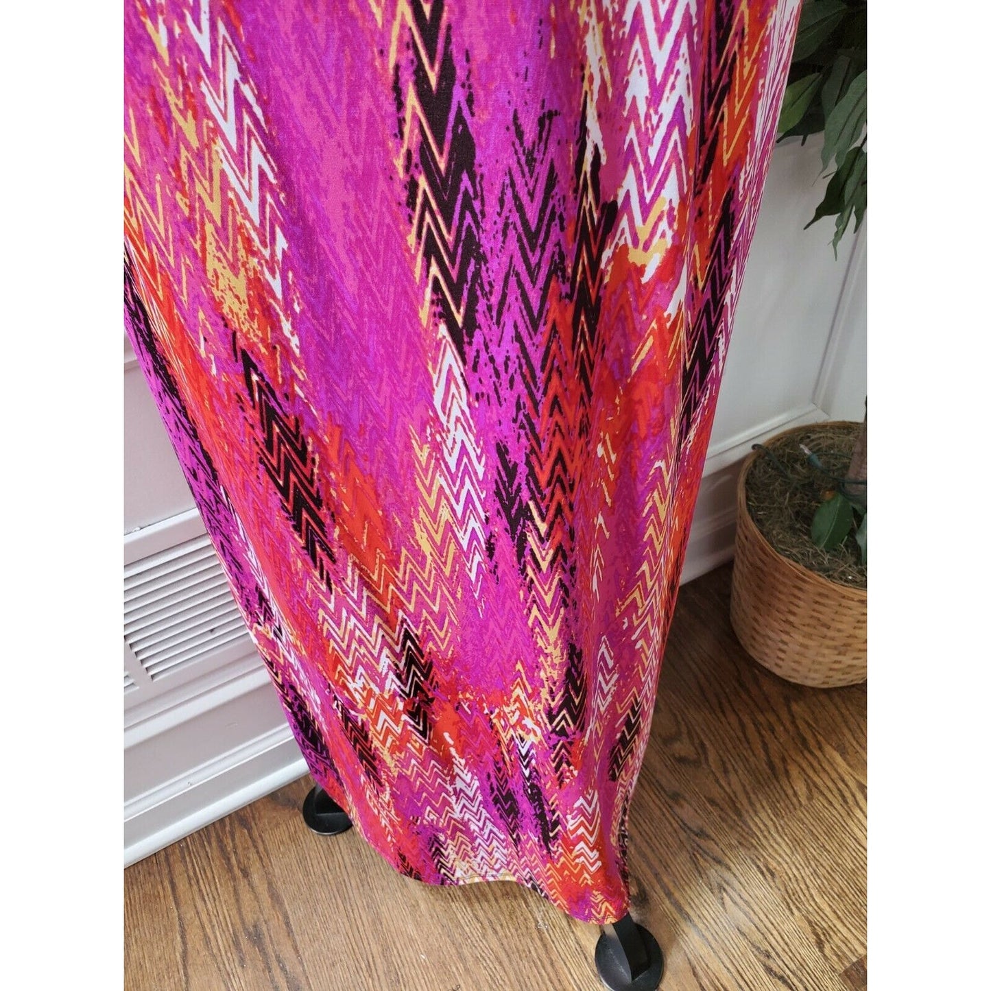 Ny Collection Women's Pink Polyester Round Neck Sleeveless Long Maxi Dress XL