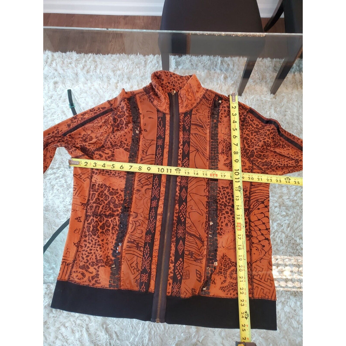 Spa by Chicos Women Orange 100% Cotton Long Sleeve Full Zip Casual Jacket 2 (L)