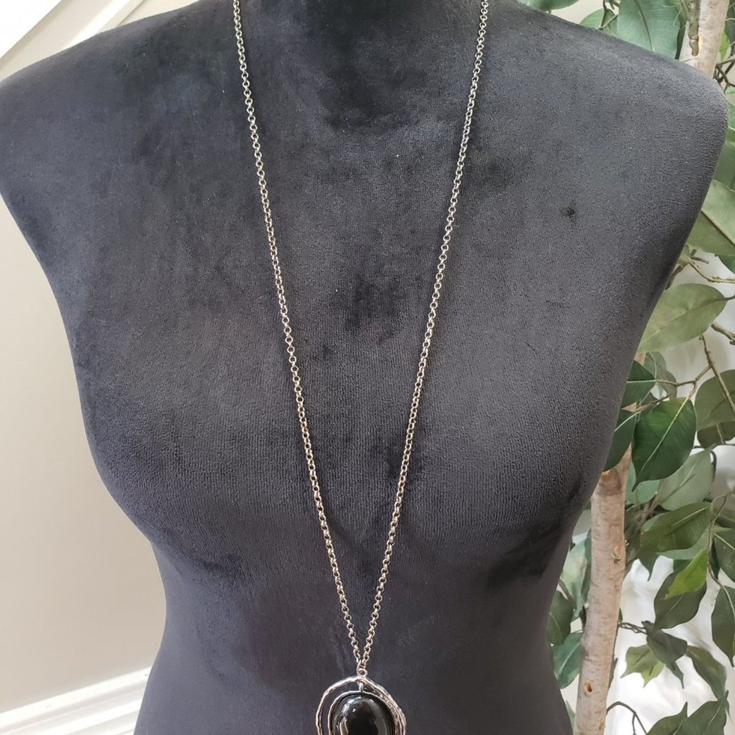 Womens Gold Tone Rhinestone Long Pendant Necklace with Lobster Clasp