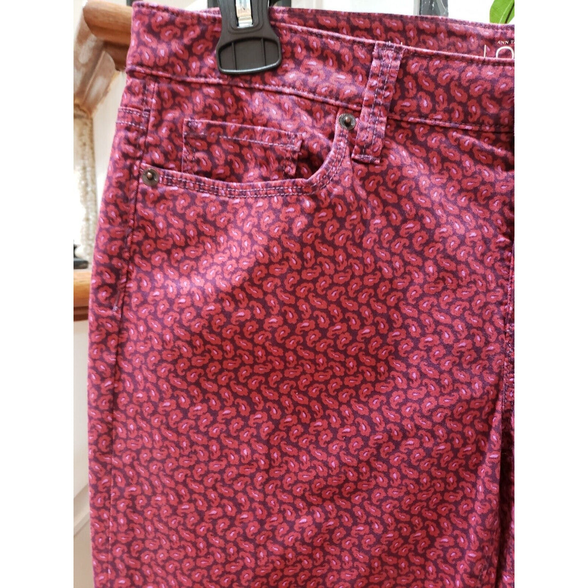 Ann Taylor LOFT Womens Red Paisley Cotton Modern Straight Casual Pants Size 29/8