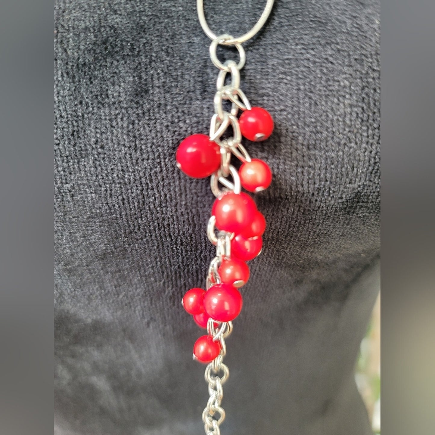 Long Red Beaded Necklace
